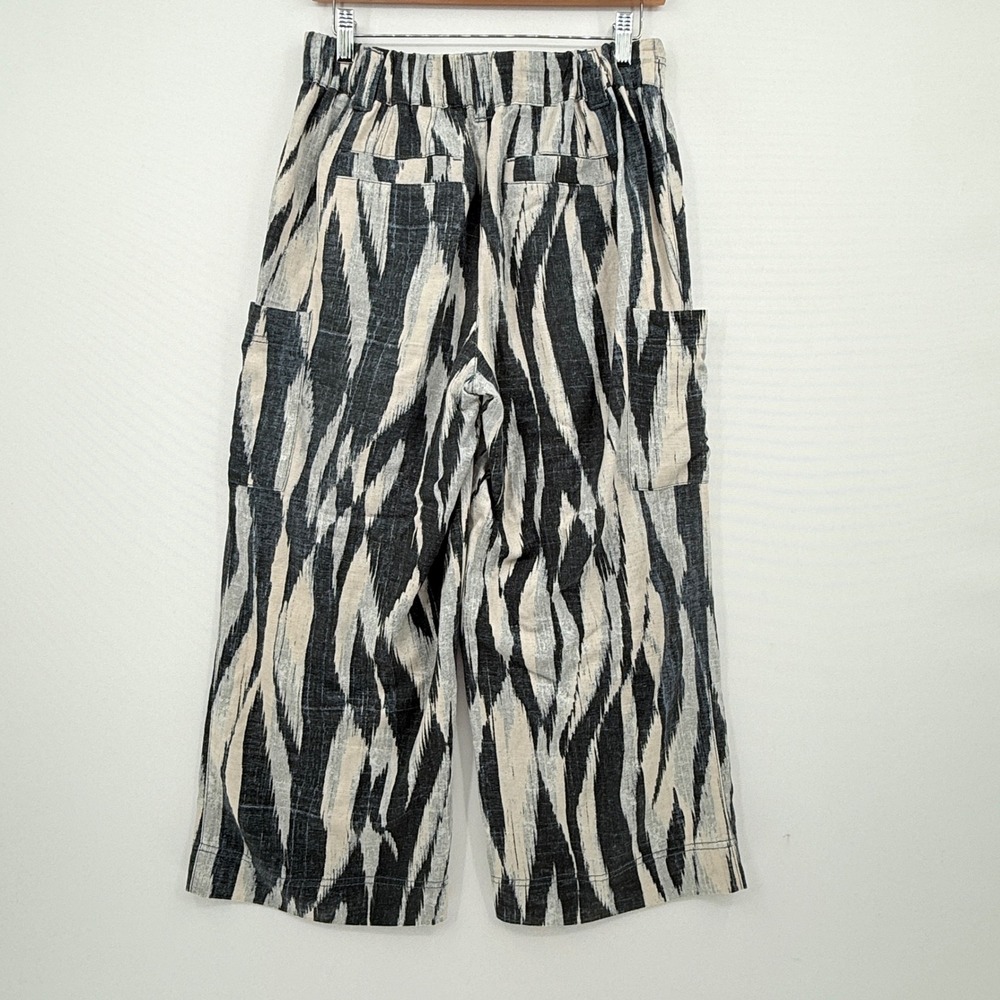 Democracy Wide Leg Crop Pants Womens Small Gray Ikat Boho Culottes Travel Flowy - Picture 3 of 11